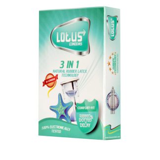 خرید کاندوم لوتوس 3in1 بسته 3 عددی
