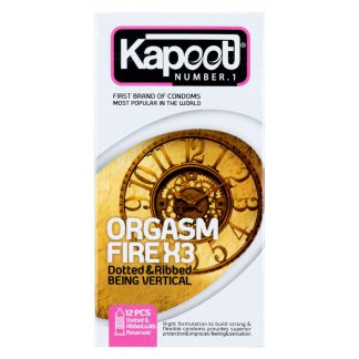 خرید کاندوم کاپوت مدل Orgasm Fire X3 بسته 12تایی