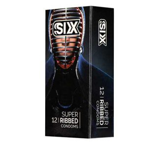 خرید ‫کاندوم six مدل Super Ribbed بسته 12تایی